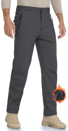 HFDWYJ Pantalon De Montaña Hombre Impermeables Invierno Calentar Pantalones Trekking Pantalones Invierno Hombre Gris