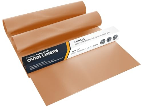Oven Liners for Bottom of Oven - 2 Pack Large Heavy Duty Mats, 17”x25” Non-Stick Reusable Liner for Electric, Gas, Toasters, Grills - BPA & PFOA Free Kitchen Accessory to Keep It Clean (Copper)
