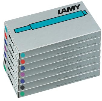 LAMY T10 7er Set Tintenpatronen mit großem Tintenvorrat in verschiedenen Farben - geeignet für alle Lamy Patronenfüllhaltermodelle - Inhalt 1,25ml je Patrone - 5 Stück pro Päckchen