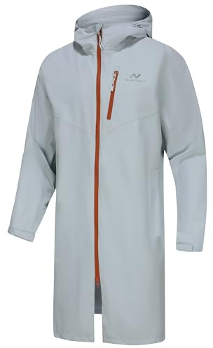 NORDIC OUTLAND Veste de pluie pour homme, imperméable et respirante avec doublure en maille, coupe-vent pour les activités de plein air (FR/ES, Alpha, L, Regular, Regular, Light Grey)