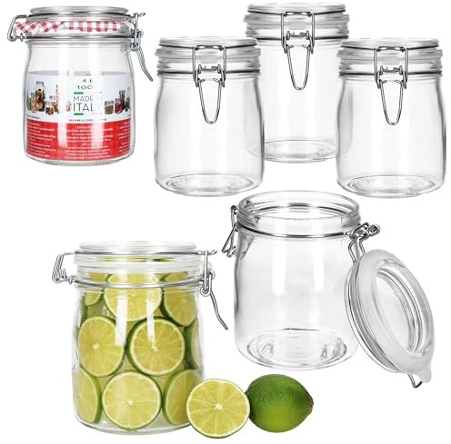 MamboCat Norma Lot de 6 bocaux de conservation hermétiques ronds I 750 ml I Bocaux en verre avec fermeture à étrier I Idéal pour la mise en conserve, la fermentation et le stockage