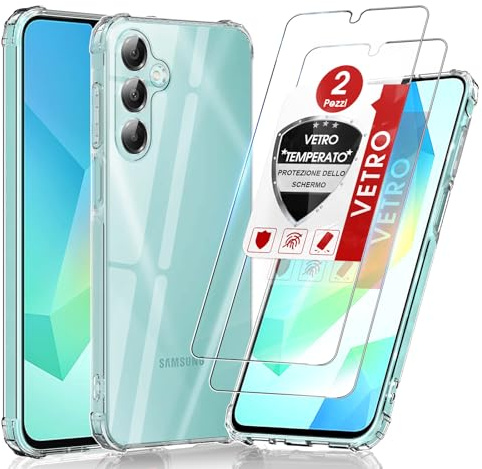 LeYi Funda para Samsung Galaxy A16/A 16 4G/5G con [2-Unidades] Cristal Templado, Carcasa Armor Silicona Soft Skin TPU Case Antigolpes Cover, Transparente