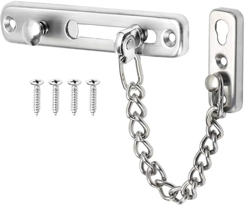 Litensh Door Chain Lock, serratura a catena in acciaio inox, catena di sicurezza, catena di protezione per porta, serratura a scorrimento, serratura per hotel, famiglia, porte interne (2, argento)