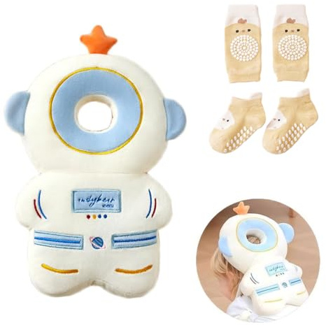 Bambebe Baby Head Protection Pillow Head Protection Backpack Safety Pads Adjustable Size Safety Helmet Harness Walking Head Protector for 4-24 Months Toddler(Astronaut)