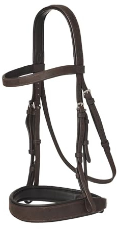 LeMieux Flat Hunter Bridle with Laced Reins - Havana/Silver Cob