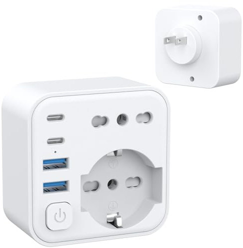 Aochxin Adattatore Presa Giappone, 6 in 1 Adattatore Giappone Italiano con 4 USB, per Giappone, Cina, Filippine, America, Canada, Adattatore Prese Giappone, 3680W, Spina da Viaggio (Tipo A)