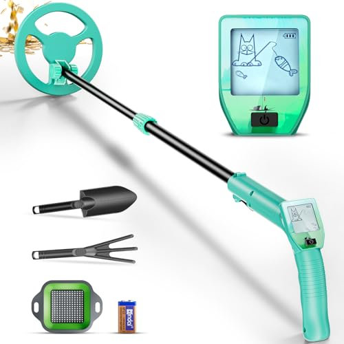 Detectores de Metales, Alta Precisión Portátil Detectores de Metales para Niños con Pantalla LCD y Bobina de Búsqueda Impermeable Alta Sensibilidad Detector de Oro Aventura Al Aire Libre