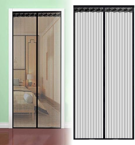 Fly Screens for Doors – 90 x 200 cm Door Fly Screen Curtain with Heavy-Duty Mesh, Full Frame Magic Tape & Powerful Magnets, Hands-Free Closure, Easy to Install Magnetic Fly Screen Door
