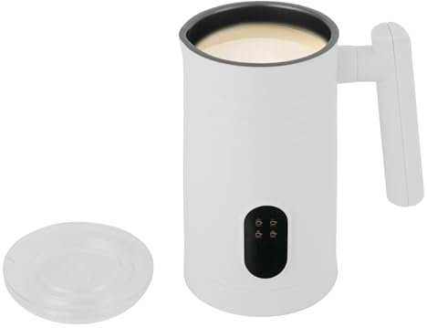 Montalatte elettrico da 350 ml, montalatte elettrico con spazzola, 400 W, montalatte elettrico, scaldabagno automatico e schiuma fredda per latte, cappuccino, macchiato (bianco)