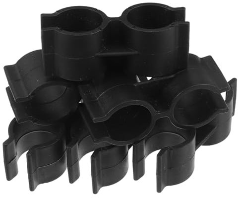 VILLCASE 12pcs 25mm Plastic Double Pipe Clamp Clips, Black Shelf Pole Link Clips for Supermarket and Warehouse Panel Clamp Accessories