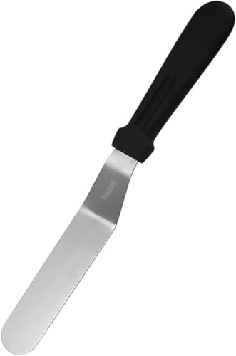 Spatule à gâteau professionnelle avec lame en acier inoxydable de 15 cm, spatule coudée pour glaçage et décoration, noir
