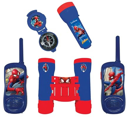 Lexibook Spider-Man - Set completo per Bambini - Walkie-Talkies 120m, Binocolo, Bussola, Torcia, Blu/rosso, RPTW12SPLXB