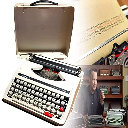 Traditionell bärbar manuell skrivmaskin, vintage klassisk retro gammal skrivmaskin för författare, elegant och tålig skrivmaskin klassisk ordbehandlare med dubbel spole svart rött band