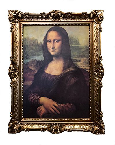 Made in Italy Mona Lisa Bild mit Barock Rahmen Wandbild von Leonardo da Vinci 70x90cm Kunstdrucke Gemälde Retro Repro Antik für Home Büro Praxis Café 58B