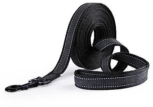 Toozey Schleppleine für Kleine bis Große Hunde mit Rutschfesten Gummis und Reflektierenden Streifen, 5m 10m 15m 20m Weiche und Starke Nylon Lange Hundeleine und Übungsleine für Training, 5m x 2,5cm