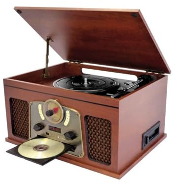 Inovalley HiFi-Anlage, Retro, multifunktional, Bluetooth, Holz-Finish