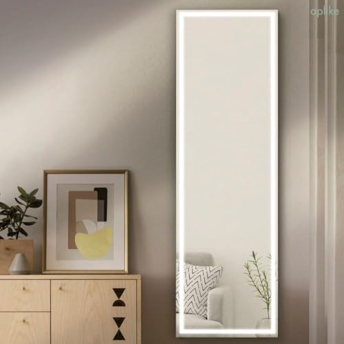 APLIKE BATHROOM LIGHTING Espejo de pie con luz led Neutra y Enchufe Inteligente Medidas 50 cm x 160 cm PARÍS
