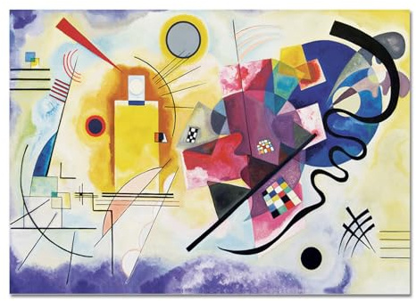 Giallobus - Quadro - Vassily Kandinsky - Giallo rosso e blu - Vetro acrilico - 100x70 - Pronto da appendere - Quadri moderni per la casa