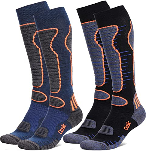 Ozaiic Merino Wool Ski Socks Mens Womens 2 Pairs for Skiing, Snowboarding, Thermal Knee High Winter Warm Sports Performance Socks