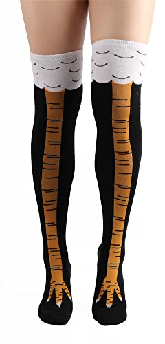 FGFD&OU Roliga strumpor, kvinnor, män, roliga kycklingfötter, knästrumpor, overknees, långa stickade varma leggings, överknä, kycklingar, tecknade sportstrumpor för unisex