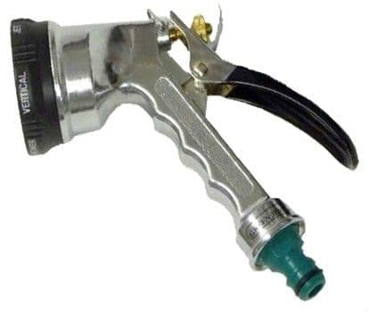 Dunnet Tools Pistolet d'arrosage robuste argenté avec 6 modes de pulvérisation - Connecteur de tuyau chromé - Pistolet d'arrosage à 6 chiffres - Pour intérieur et extérieur - Nettoyage de voiture -