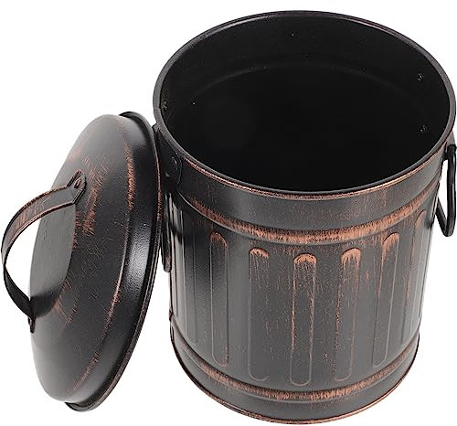 OSALADI Seau à cendres avec couvercle - Seau à cendres en métal - Seau à charbon de bois - Seau à cendres - Conteneur de stockage pour cheminée, foyers, accessoires de foyer