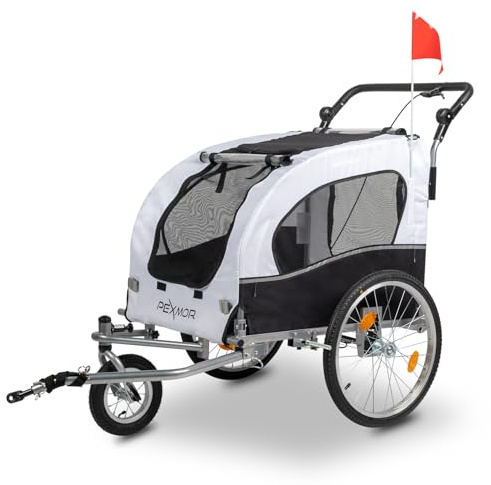 PEXMOR 2-in-1 Dog Bike Trailer, Pet Stroller Bike Trailer for Dogs w/Universal Hitch, Dog Cart for Bicycle Wagon Cargo Carrier w/Shock Absorber & Universal Wheel