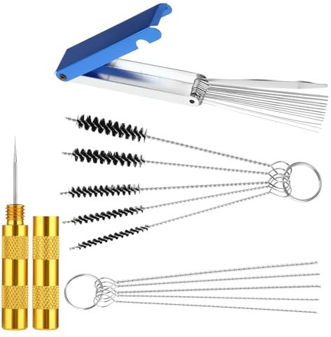 cobee Carburetor Carbon Dirt Jet Remove Cleaner, 13 Cleaning Wires Set, 10 Cleaning Needles, 5 Nylon Brushes Tool Kit, 1 Sharp Pick Tool Kit for Motorcycle ATV Moped Welder Carb Chainsaw Spray (4PCS)