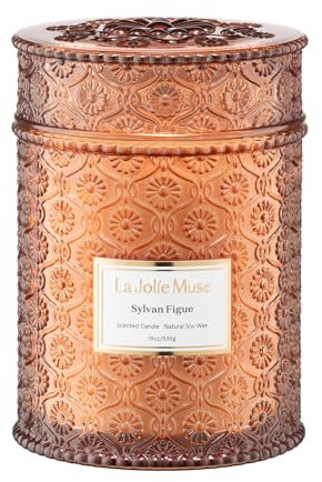 La Jolie Muse Sylvan Figue Scented Candle, Candle Gifts for Women, Natural Soy Wax, Large 90 Hour Candles Long Burning 19oz /539g