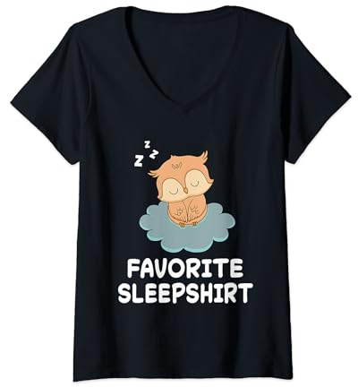 Mujer Camisón de pijama para dormir con búhos y búhos Camiseta Cuello V