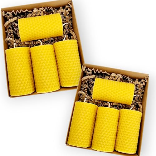 Handgjorda bivaxljus set, 8 stycken, rent bivax, 8 cm höjd, diameter 5 cm