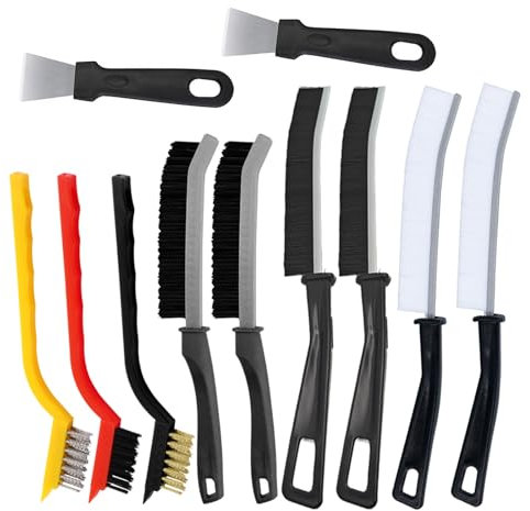 Furforstk cepillos limpieza hogar 11 piezas cepillo limpieza hogar, cepillo juntas, limpia juntas azulejos baño, cepillos de limpieza de juntas estrechos para baño juntas de azulejos, ducha, ventana