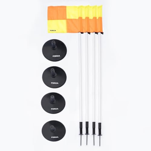 FORZA Federbelastete Fußball-Eckfahnen | Robuste, sichere und gut sichtbare Spieltagsausrüstung – Tragetasche optional (Ohne Tasche, 4er Packung)