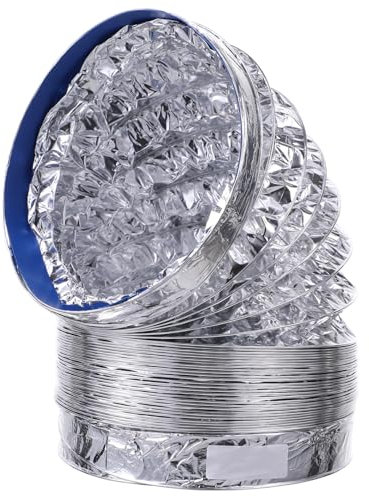 Gadpiparty Thicken High Temperature Resistant Aluminum Foil Dryer Duct Hose 180mm Diameter 1.5m Ventilation Exhaust Hose for HVAC and Aircon Systems Silver