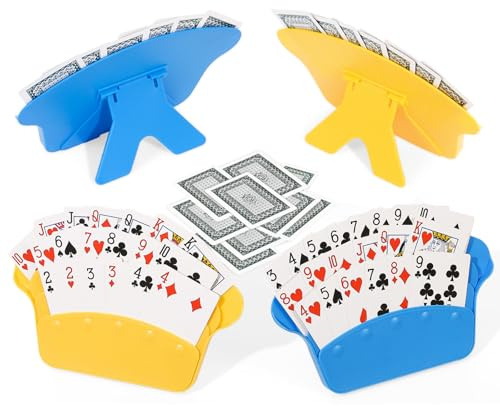 JFMkaer Card Holders for Playing Cards 4PCS, 3 Layers Design for Poker Cards, Playing Card Accessories, Playing Card Holder for Adults, Seniors, Kids