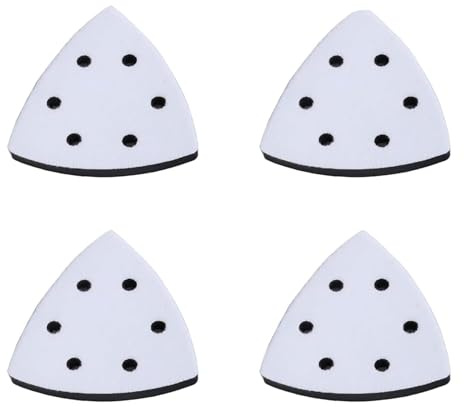 Oiieco Mouse Detail Sanding Interface Pad 93 mm, 4 Pack mouse sander pads with 6-Hole Dust Extraction, triangle sanding pads, Hook & Loop Foam Interface Backing Pads for Delta mouse sander