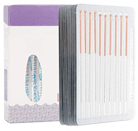 Lot de 100 aiguilles d'acupuncture jetables pour thérapie corporelle, points d'oreille, aiguille attachée à pression pour praticiens d'acupuncture et professionnels de la santé