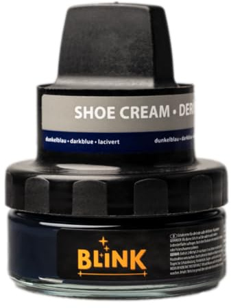 BLINK Schuhcreme Dunkelblau 50 ml – Färbende Ledercreme mit Pigmenten & natürlichen Wachsen – Lederfarbe Creme für marineblaue Lederschuhe – Farbauffrischung, Pflege & erneuerte Optik
