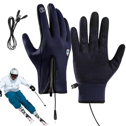 Genérico Guanti da sci impermeabili riscaldati con ricarica USB, antivento per uomini e donne, scaldamani per il clima f