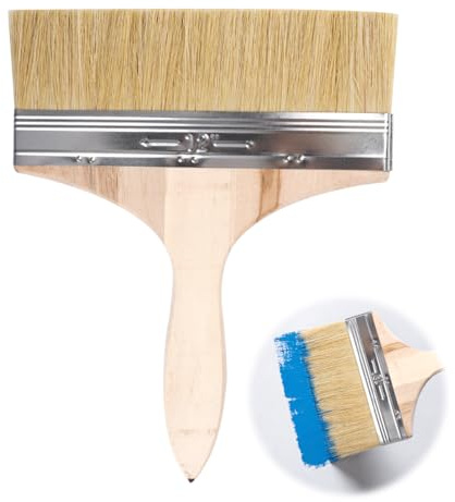 205 mm Pincel Plano de Superficie con Mango Cómodo, Pennello Piatto con Manico Lungo, Brocha Plana Pintura, Pincel de Madera Exterior, para Grandes Superficies, Aceite, Barniz, Acrílico