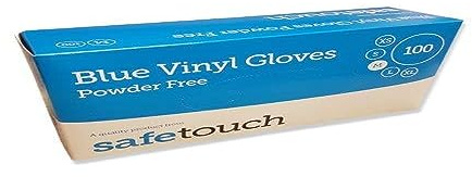 SafeTouch 50000032 pulverfria vinylhandskar, stora, blå (paket med 100)