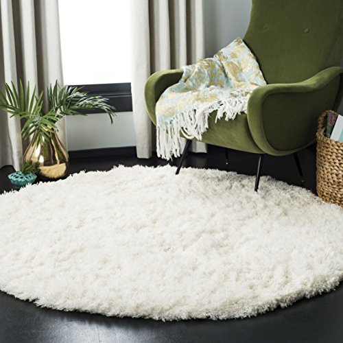 Safavieh Tapis Shag pour Salon, Salle à Manger, Chambre à Coucher - Polar Shag Collection, Tapis à Poil Court, Blanc, 122 X 122 cm