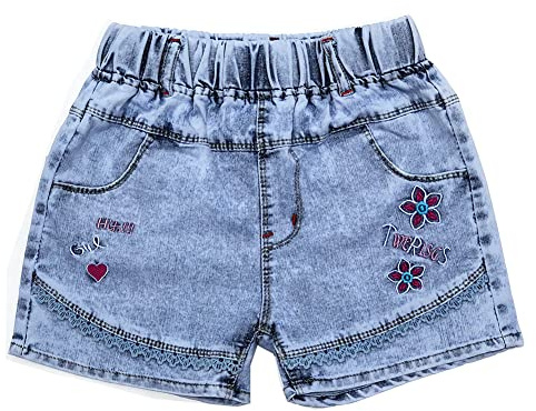 Peacolate 7-11 Ans Short d'été en Jean pour Petites et Grandes Filles pour Adolescents Taille élastique Jeans déchirés à Fleurs (10 Ans, cœur)