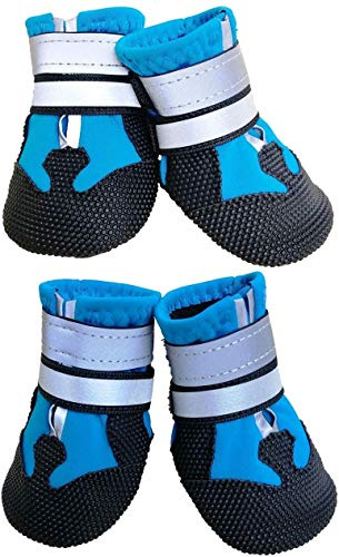 Ewolee - Botas protectoras para perros, juego de 4 botas perros patas, zapatos perro impermeables con correas ajustables reflectantes y suela antideslizante medianos grandes (XXL)