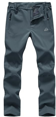 donhobo Damen Wanderhose Wasserdicht Softshellhose Outdoorhose Winddicht Warm Gefüttert Snowboardhose Skihose Winter Trekkinghose (Grau, L)