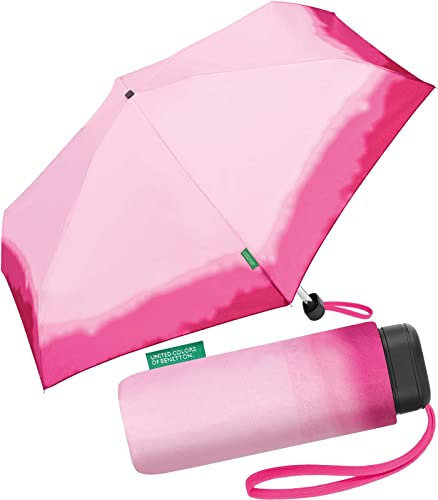 Paraguas de bolsillo Benetton Ultra Mini Flat Dots, Dip Dye Fucsia, 88 cm