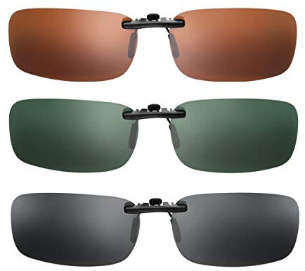 CLISPEED 3 Pcs Sunglasses Polarized Clips - Rimless Flip Up Sunglasses for Men Women - Anti Glare Driving Clip, UV Protection, Lightweight
