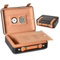 SaiDuoDuo Caja de Madera para Puros, Caja de Puros de Cuero de Viaje de Madera de Cedro, humidores de cigarros portátiles para 15-30 cigarros en higrómetro,Negro