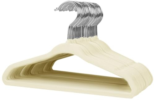Stormix Baby Kleiderbügel 30er-Pack, 28cm rutschfeste Kleiderbügel aus Samt für Kinder, Kleiderbügel mit Schulterkerben für Kleinkinder Crème