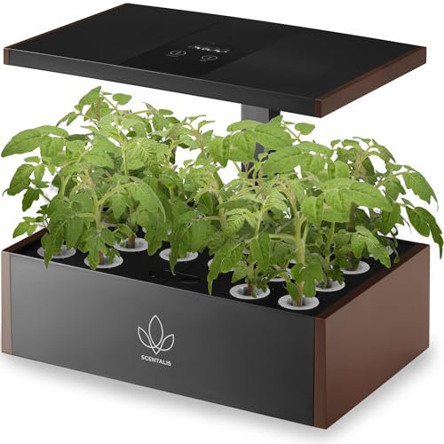 Scentalis Hydroponisches Anzuchtsystem mit Pflanzenlampe Vollspektrum - 12 bis 20 Pods Einlage - Indoor Hydroponik Gewächshaus & Kräutergarten - Für Pflanzen, Gemüse & Obst - Smart Hydroponic System